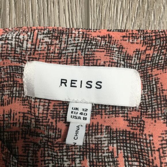 Reiss Womens Floral Above The Knee Ruffle Short Sleeve Mini Dress Lined US 8 - Picture 3 of 7